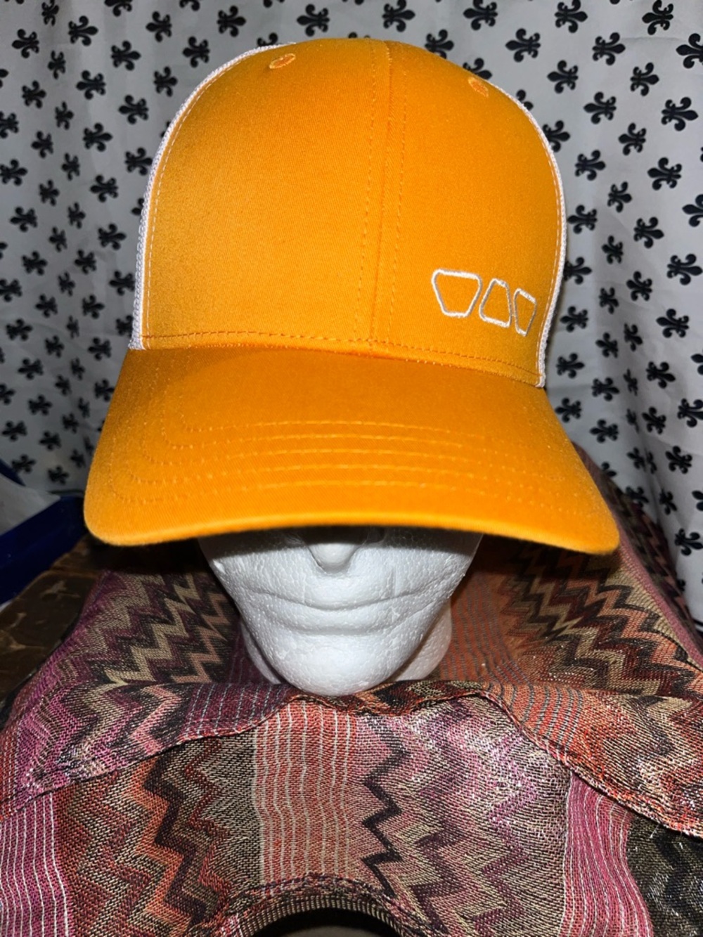 Bright Orange Baseball Cap with Three-Shape Accent